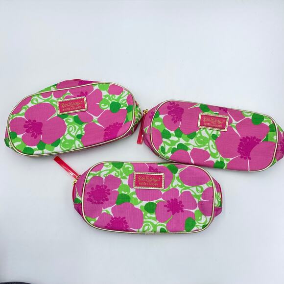 Lilly Pulitzer Handbags - Lot of 3 Lilly Pulitzer X Estee Lauder Pink Floral Make Up Pouches